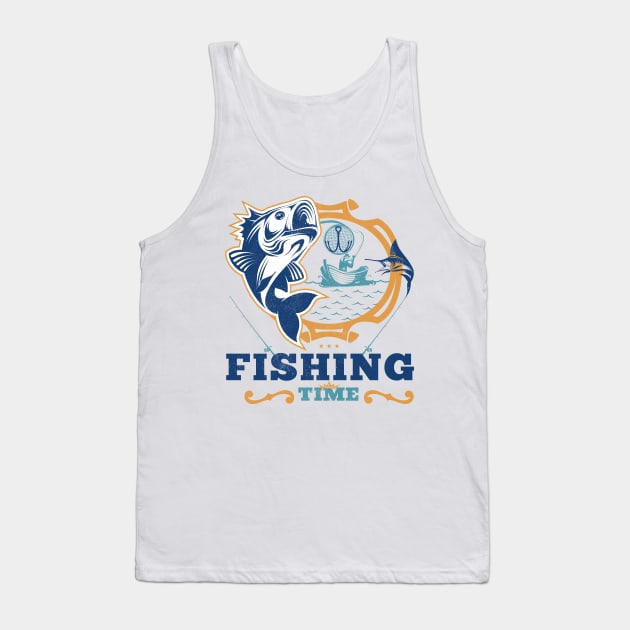 Crazy Dog T-Shirts Mens Fishing time Tshirt Funny Summer Vacation Fishing Tee for Guys Tank Top by Meryarts